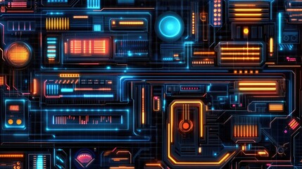 Futuristic glowing circuitry with intricate details.