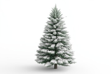 Fototapeta premium Snow-covered evergreen Christmas tree design, perfect for winter-inspired decorations or seasonal displays, showcasing intricate branch detailing and realistic frosted textures