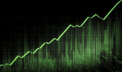 Green Upward Trend Line on a Stock Market Chart