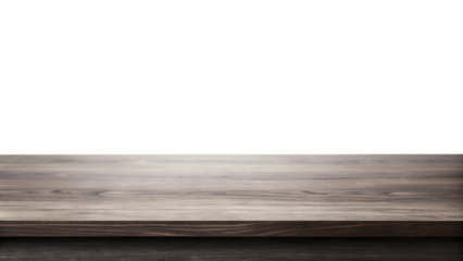 A sleek wooden tabletop with rich texture, set against a dark background, creating a modern and elegant aesthetic ideal for various displays. PNG on a transparent background