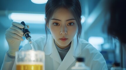 Researcher using advanced pipetting techniques for precision testing