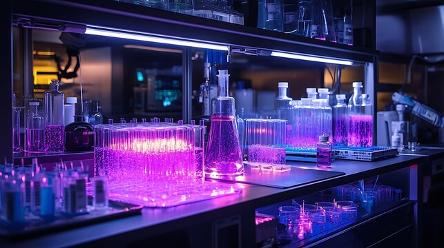 Dynamic view of experimental setup in human cell culture lab