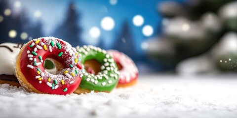 delicious winter themed frosted donuts 