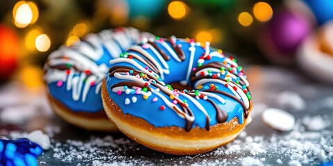 delicious winter themed frosted donuts 