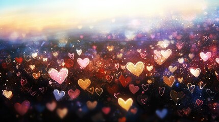 Ethereal Heart Bokeh: Colorful Lights and Romantic Magic in the Night