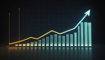 chart with and upward arrow, symbolizing growth and success, cinematic lighting