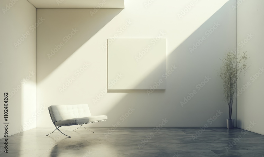 Poster minimalist interior design with empty canvas