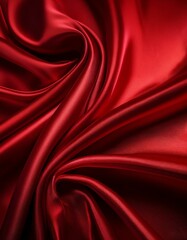 Fototapeta premium Luxurious red satin fabric, smooth and elegant.