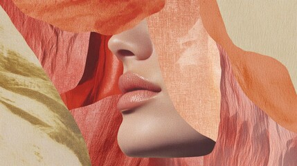 Abstract Female Portrait with Texture Layers and Vibrant Hues in Contemporary Art