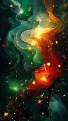 Illustration abstraite festive aux couleurs et motifs de No&euml;l