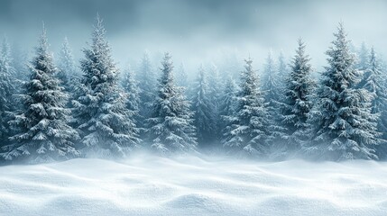 Naklejka premium Enchanting Frosty Winter Forest | Snowy Trees and Blurred Winter Wonderland Background