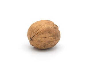 Single walnut on white background