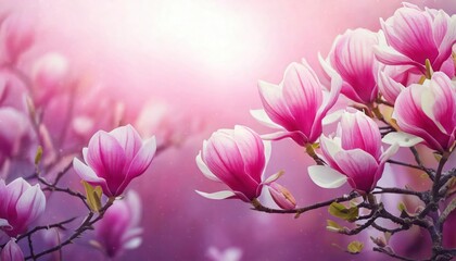 Spring bloom magnolia tree flowers. Blossom magnolia flower. Spring background. Blossom 