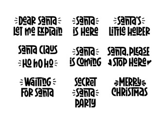 Santa Phrases Collection. Festive Christmas Hand Lettering.