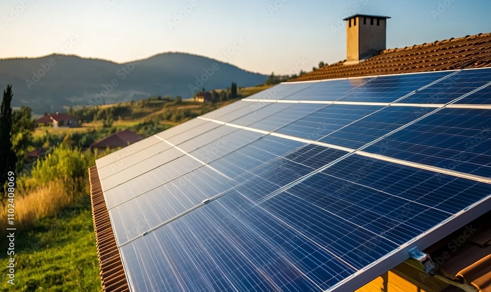 Wall mural solar panel array converting sunlight on a clear day