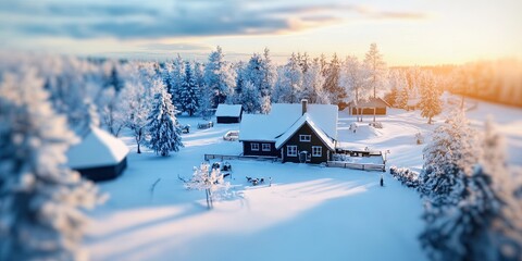 Obraz premium winter's eco-space created for everyone, peace and quiet, Clean air, beautiful trees, a goat farm 