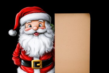 Festive Santa Claus surrounded by holly, pine branches, and snowflakes brings a playful touch to seasonal designs, perfect for holiday cards and invitations