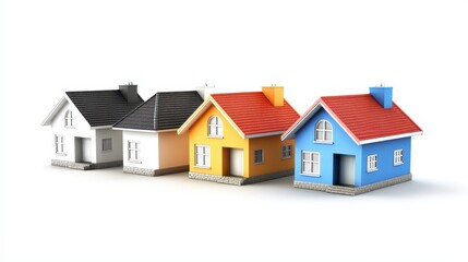 Colorful Miniature Houses Representing Different Architectural Styles and Designs for Real Estate, Home Decor, and Urban Development Concepts in Marketing Materials