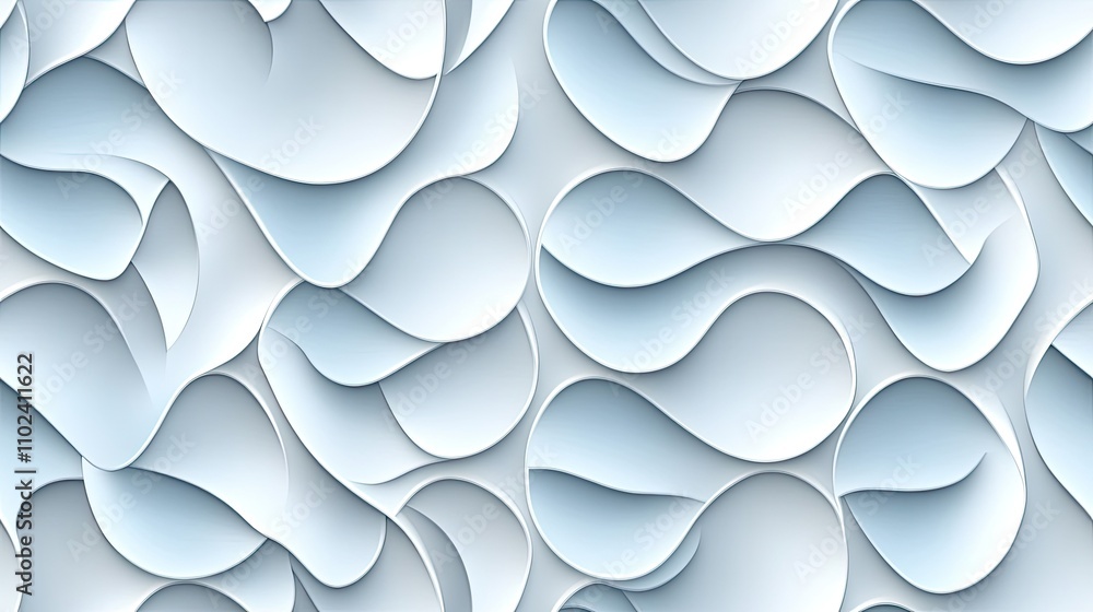 Poster light blue and white waves create a tranquil, elegant backdrop with soft gradients and simple shapes