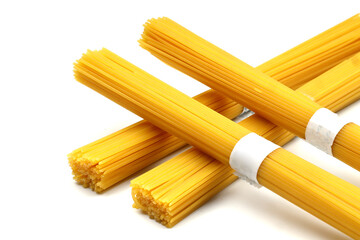 pile of spaghetti on white background, top view