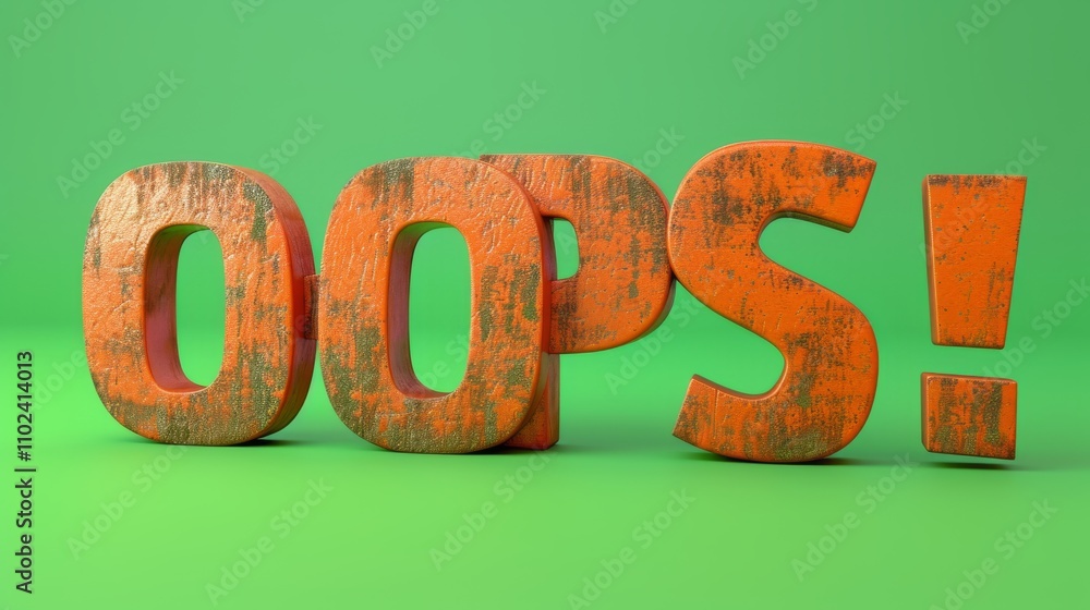 Aufkleber 3d rendering of distressed orange oops! text set against a solid green background. ideal for conveyi