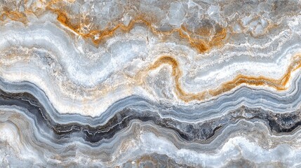 Abstract gray, white, and gold marble texture background.