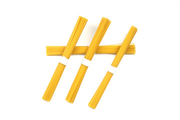 pile of spaghetti on white background, top view