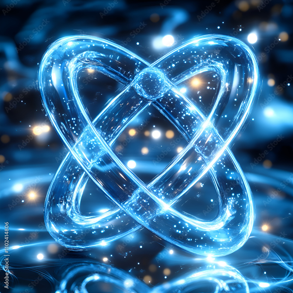 Poster vibrant glowing abstract shape in a futuristic digital environment with shimmering light effects and