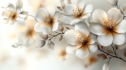 A serene arrangement of white flowers with delicate details and soft colors.