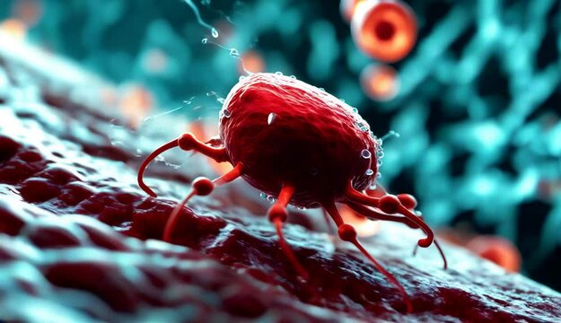 Nanobots inside the body destroying harmful cells. Visualization of microscopic worlds: nanobots moving through the bloodstream, interacting with cells. Sterile environment, photorealistic look