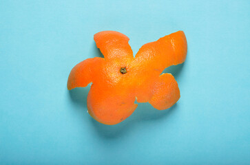 Top orange peel on blue background
