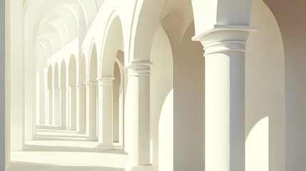 Fototapeta premium Liminal white building with arches. Liminal. Illustration