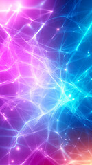 Fototapeta premium Vibrant neon chaos with intricate light patterns in a surreal abstract design showcasing a blend of pink and blue hues