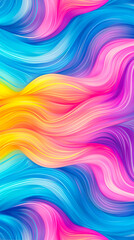 Fototapeta premium Colorful waves of neon hues create a dynamic backdrop representing chaos in an abstract style using shades of blue, pink, yellow, and orange