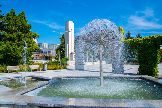 Fountain and a cultural center in Levice