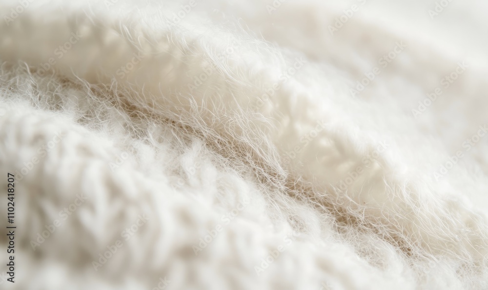 Poster A close-up look at the intricate texture of knitted wool, with subtle details of the fibers highlighted on a minimalist white background