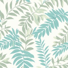 Seamless Tropical Pattern, Abstract Background with Illustrated Tropical Leaves, Exotic Wallpaper