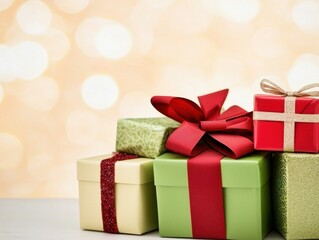 Obraz premium Festive gift boxes with colorful wrapping for special occasions.