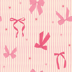 ribbons, bow, coquette, girly seamless pattern background, print, pattern, greeting card, banners, web, wrapping paper, fashion, fabric, textile, wallpaper, cover