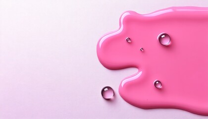 Bright pink liquid flows and forms unique patterns while droplets rest on a smooth surface