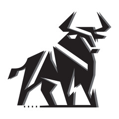 Monochrome logo of a bull designed in a minimalist, geometric style 4