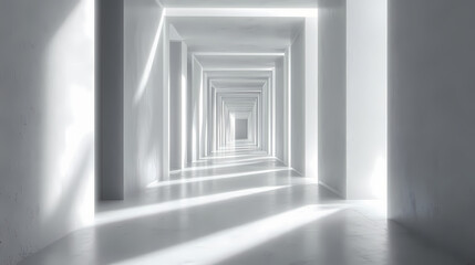Fototapeta premium Futuristic endless corridor - generative ai. Liminal. Illustration