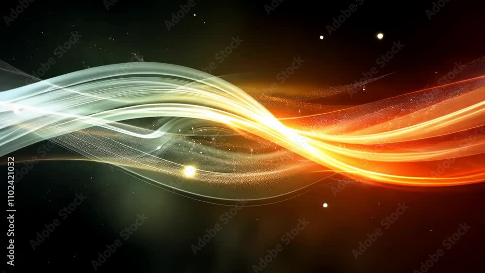 Poster bright flowing waves of light create a dynamic abstract background in vibrant colors