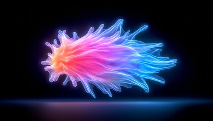 Obraz premium A glowing abstract form displays vibrant pink and blue colors, creating a surreal atmosphere