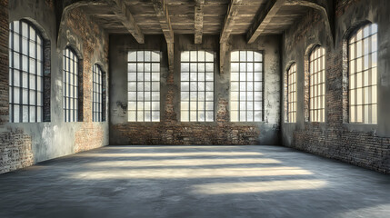 Industrial empty room liminal space 3d render. Liminal. Illustration