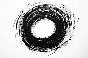 Artistic Scribble Design: Grunge Circle and Ellipse Created with Black Marker on White Canvas