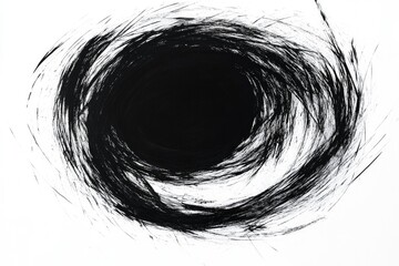 Obraz premium Artistic Scribble: Grunge Circular and Elliptical Lines in Bold Black Ink on Crisp White Canvas