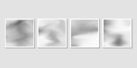 Halftone Dots Collection Glitch distorted grungy isolated layers . Design element for brochure, posters Vector format