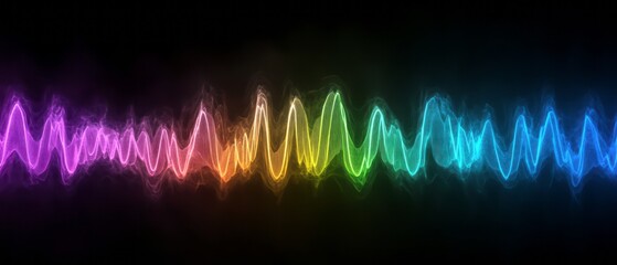 Vibrant sound waves in multiple colors show the visual representation of audio frequencies