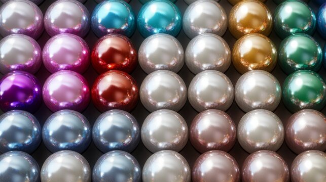 Glossy pearl spheres in a variety of colors and realistic textures